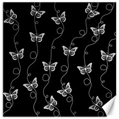 Black And White Butterfly Pattern Canvas 12  X 12  by SpinnyChairDesigns