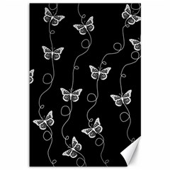 Black And White Butterfly Pattern Canvas 12  X 18  by SpinnyChairDesigns