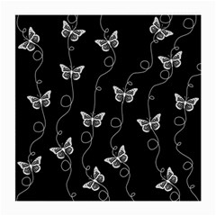 Black And White Butterfly Pattern Medium Glasses Cloth by SpinnyChairDesigns