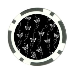 Black And White Butterfly Pattern Poker Chip Card Guard by SpinnyChairDesigns