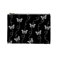 Black And White Butterfly Pattern Cosmetic Bag (large) by SpinnyChairDesigns