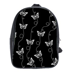 Black And White Butterfly Pattern School Bag (large) by SpinnyChairDesigns