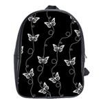 Black and White Butterfly Pattern School Bag (Large) Front