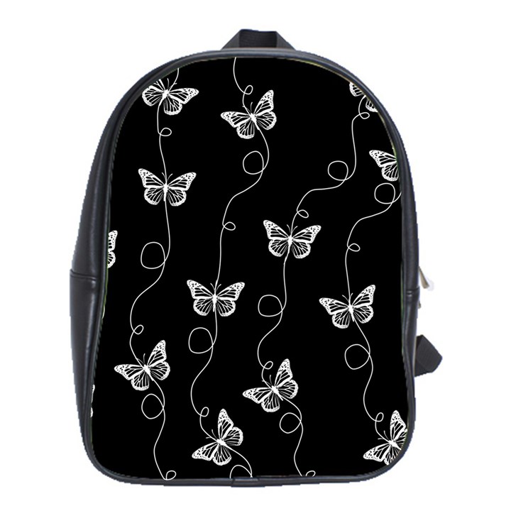 Black and White Butterfly Pattern School Bag (Large)