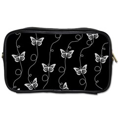 Black And White Butterfly Pattern Toiletries Bag (one Side) by SpinnyChairDesigns