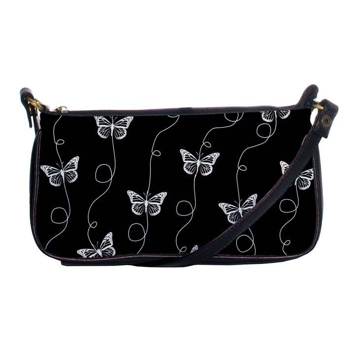 Black and White Butterfly Pattern Shoulder Clutch Bag