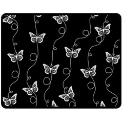 Black And White Butterfly Pattern Fleece Blanket (medium)  by SpinnyChairDesigns