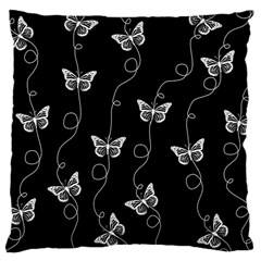 Black And White Butterfly Pattern Large Cushion Case (two Sides) by SpinnyChairDesigns