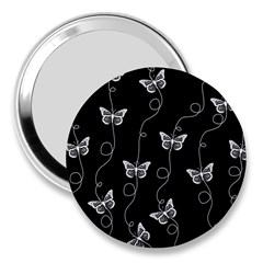 Black And White Butterfly Pattern 3  Handbag Mirrors by SpinnyChairDesigns