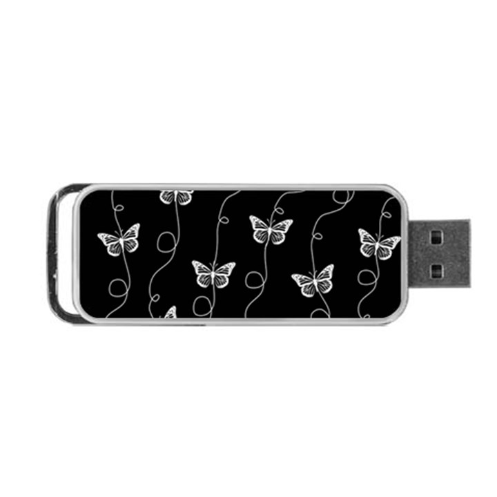 Black and White Butterfly Pattern Portable USB Flash (One Side)