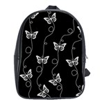 Black and White Butterfly Pattern School Bag (XL) Front