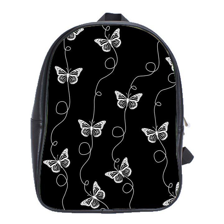 Black and White Butterfly Pattern School Bag (XL)