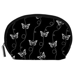 Black And White Butterfly Pattern Accessory Pouch (large) by SpinnyChairDesigns