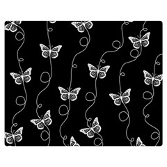 Black And White Butterfly Pattern Double Sided Flano Blanket (medium)  by SpinnyChairDesigns