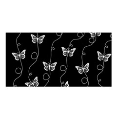 Black And White Butterfly Pattern Satin Shawl by SpinnyChairDesigns