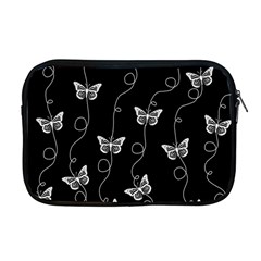 Black And White Butterfly Pattern Apple Macbook Pro 17  Zipper Case by SpinnyChairDesigns