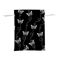 Black And White Butterfly Pattern Lightweight Drawstring Pouch (s) by SpinnyChairDesigns