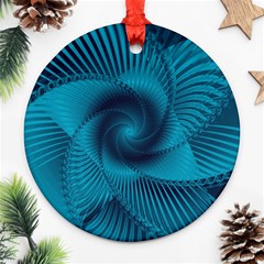 Cerulean Blue Pinwheel Floral Design Ornament (Round)