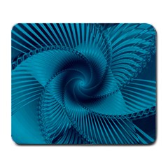 Cerulean Blue Pinwheel Floral Design Large Mousepads by SpinnyChairDesigns