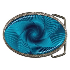 Cerulean Blue Pinwheel Floral Design Belt Buckles by SpinnyChairDesigns