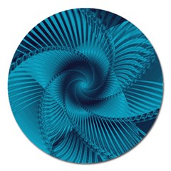 Cerulean Blue Pinwheel Floral Design Magnet 5  (round) by SpinnyChairDesigns