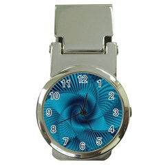 Cerulean Blue Pinwheel Floral Design Money Clip Watches by SpinnyChairDesigns