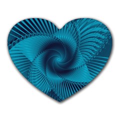 Cerulean Blue Pinwheel Floral Design Heart Mousepads by SpinnyChairDesigns