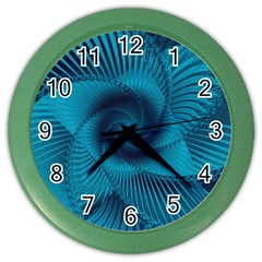 Cerulean Blue Pinwheel Floral Design Color Wall Clock by SpinnyChairDesigns