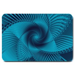 Cerulean Blue Pinwheel Floral Design Large Doormat 