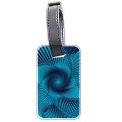 Cerulean Blue Pinwheel Floral Design Luggage Tag (two Sides) by SpinnyChairDesigns