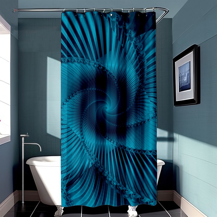 Cerulean Blue Pinwheel Floral Design Shower Curtain 36  x 72  (Stall) 