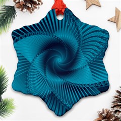 Cerulean Blue Pinwheel Floral Design Ornament (Snowflake)