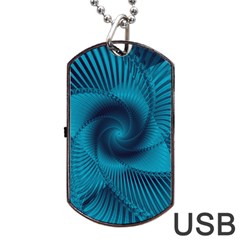 Cerulean Blue Pinwheel Floral Design Dog Tag Usb Flash (one Side) by SpinnyChairDesigns