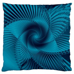 Cerulean Blue Pinwheel Floral Design Large Cushion Case (one Side) by SpinnyChairDesigns