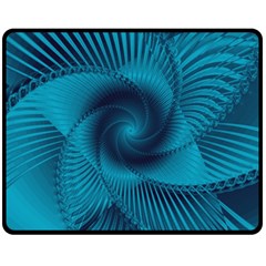 Cerulean Blue Pinwheel Floral Design Double Sided Fleece Blanket (Medium) 