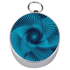 Cerulean Blue Pinwheel Floral Design Silver Compasses