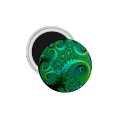 Green Floral Fern Swirls And Spirals 1 75  Magnets by SpinnyChairDesigns