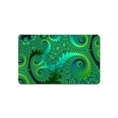 Green Floral Fern Swirls And Spirals Magnet (name Card) by SpinnyChairDesigns