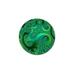 Green Floral Fern Swirls and Spirals Golf Ball Marker Front