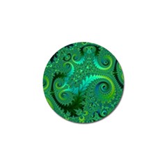 Green Floral Fern Swirls And Spirals Golf Ball Marker (4 Pack) by SpinnyChairDesigns