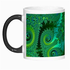 Green Floral Fern Swirls And Spirals Morph Mugs by SpinnyChairDesigns