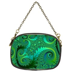 Green Floral Fern Swirls And Spirals Chain Purse (one Side) by SpinnyChairDesigns