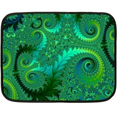 Green Floral Fern Swirls And Spirals Fleece Blanket (mini) by SpinnyChairDesigns