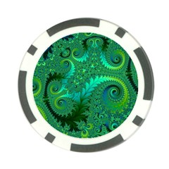 Green Floral Fern Swirls And Spirals Poker Chip Card Guard (10 Pack) by SpinnyChairDesigns