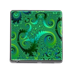 Green Floral Fern Swirls And Spirals Memory Card Reader (square 5 Slot) by SpinnyChairDesigns