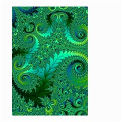 Green Floral Fern Swirls And Spirals Small Garden Flag (two Sides) by SpinnyChairDesigns