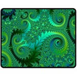 Green Floral Fern Swirls and Spirals Double Sided Fleece Blanket (Medium)  58.8 x47.4  Blanket Front