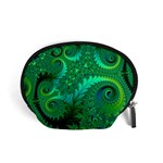 Green Floral Fern Swirls and Spirals Accessory Pouch (Small) Front