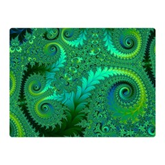 Green Floral Fern Swirls And Spirals Double Sided Flano Blanket (mini)  by SpinnyChairDesigns