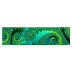 Green Floral Fern Swirls And Spirals Satin Scarf (oblong) by SpinnyChairDesigns